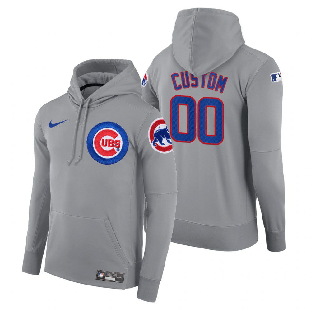 Men Chicago Cubs #00 Custom gray road hoodie 2021 MLB Nike Jerseys
